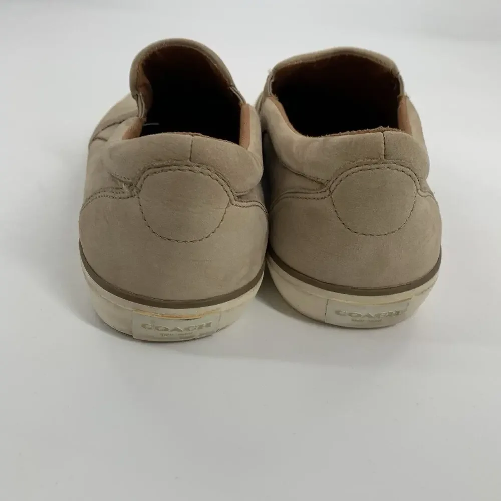 Coach Powers Slip On Suede Leather Casual Loafers Size 9 D Mens Cream Beige - Picture 3 of 9